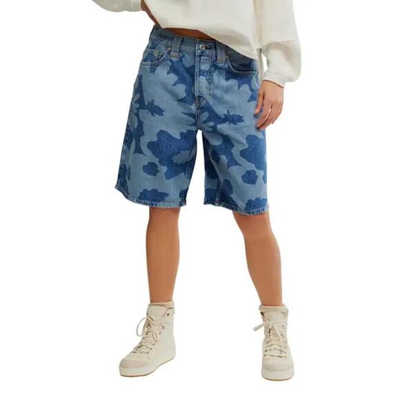 NWT! Free People Montana Denim Bermuda Shorts in Everything Floral Size 25